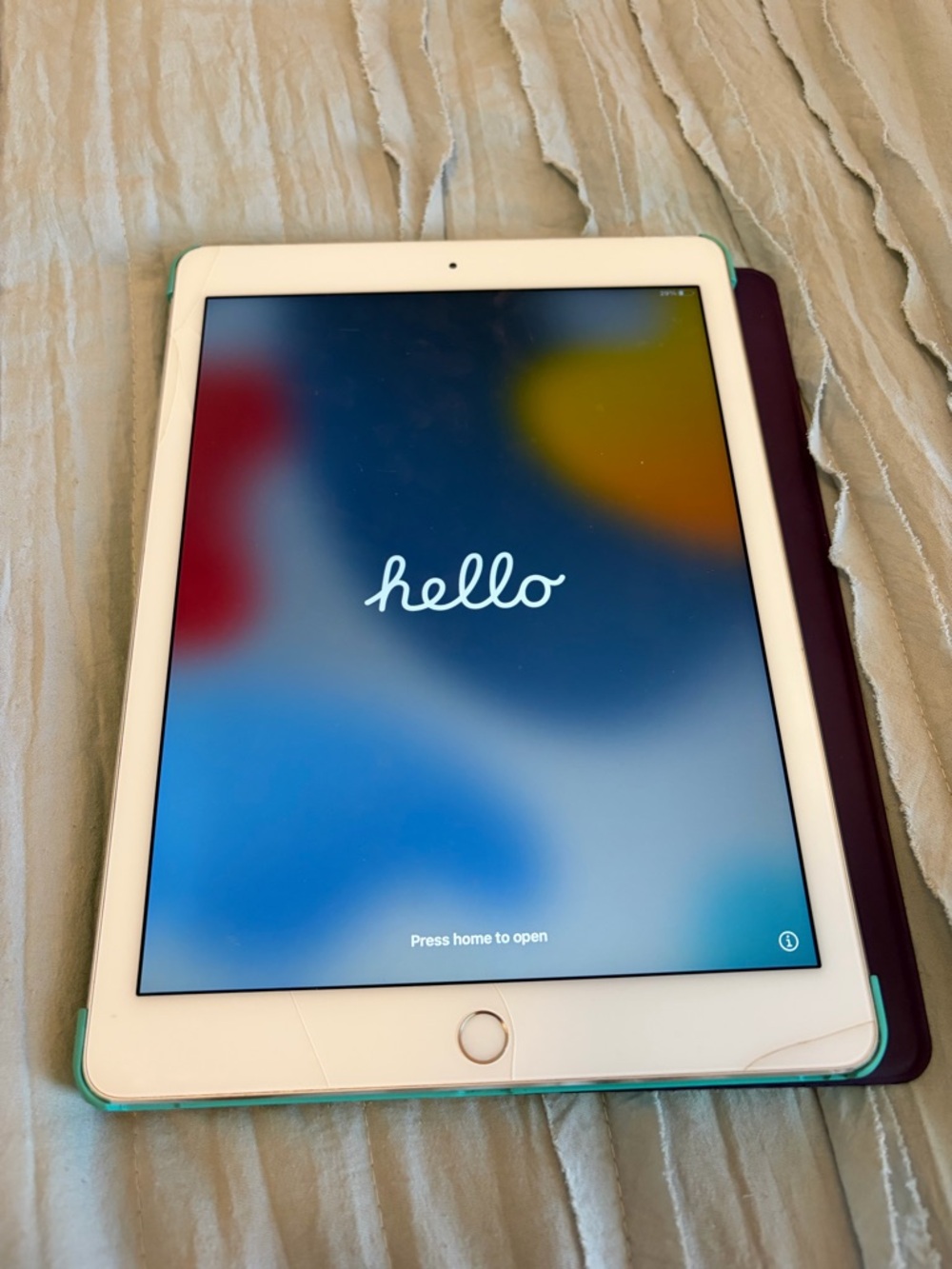 Apple iPad Air 2 Teal Case and Purple Cover